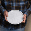 Load image into Gallery viewer, Plate Dinner-Rimmed-Handmade-Ceramic-Stoneware-Artisan Unique 8.5"-Farmhouse-Set of 4-Pottery-Made in USA-Rustic White
